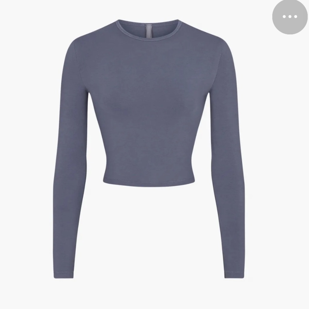 SKIMS Steel Blue Cropped Long Sleeve Shirt